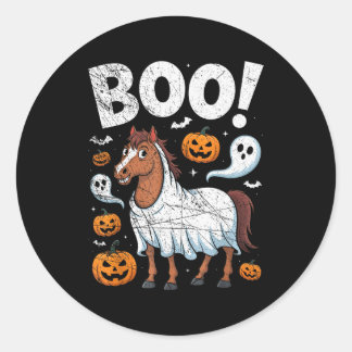 Horse Ghost Costume Funny Equestrian Horses Lover Classic Round Sticker