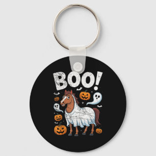 Horse Ghost Costume Funny Equestrian Horses Lover Keychain
