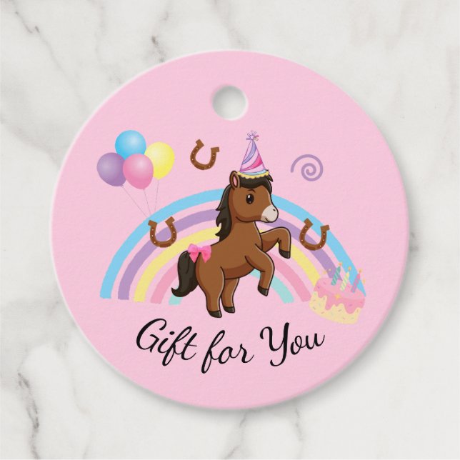 Horse Gift Tags in Pink (Front)