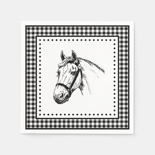 Horse Gingham Napkins (Front)