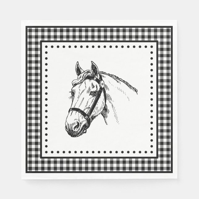 Horse Gingham Napkins (Front)