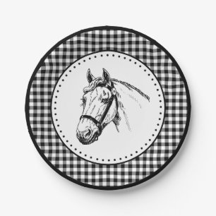 Horse Gingham Paper Plates