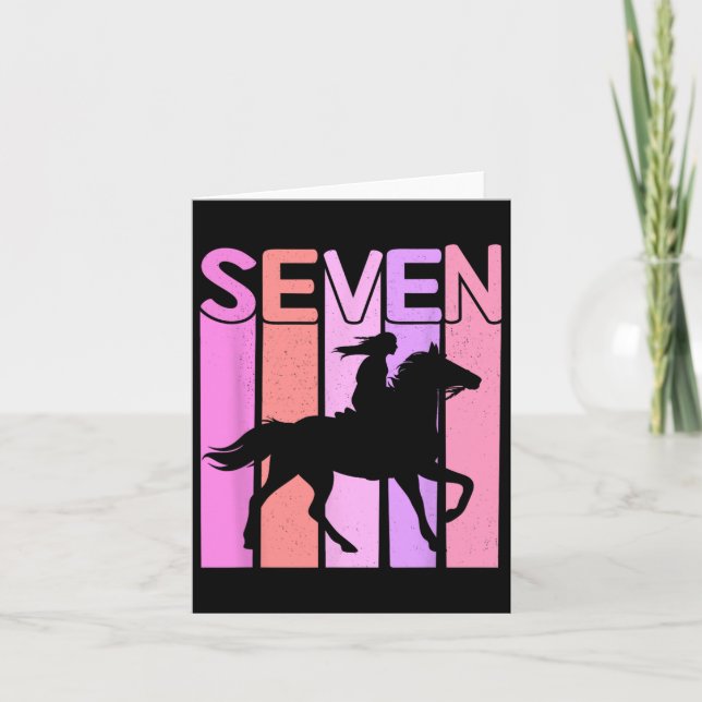 Horse Girl 7th Birthday Horseback Riding 7 Year Ol Card (Front)