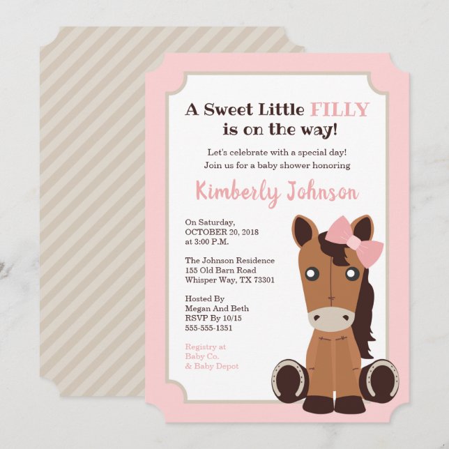 Horse Girl Baby Shower Invitation (Front/Back)