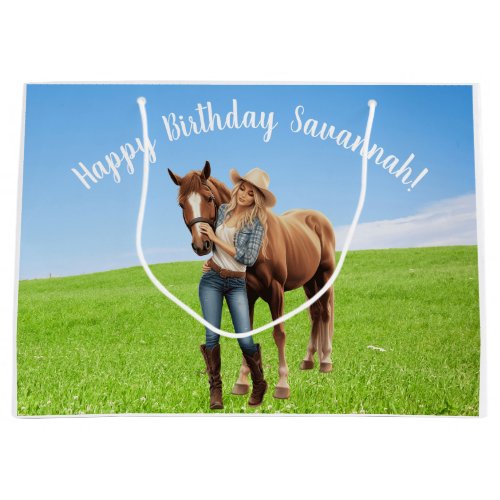 Horse Girl Birthday Celebration Special Message  Large Gift Bag