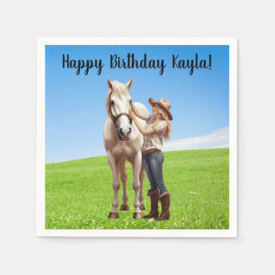 Horse Girl Birthday Celebration Special Message Napkins