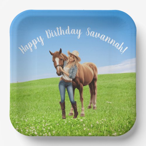 Horse Girl Birthday Celebration Special Message  Paper Plates
