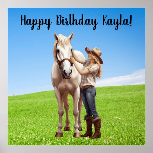 Horse Girl Birthday Celebration Special Message  Poster