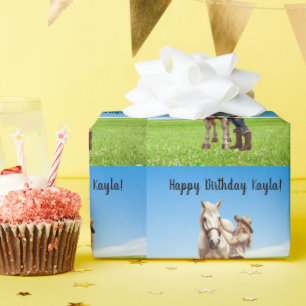Horse Girl Birthday Celebration Special Message Wrapping Paper