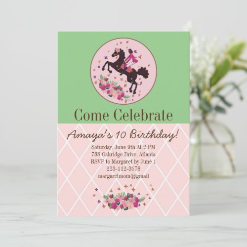 Horse Girl Birthday  Invitation
