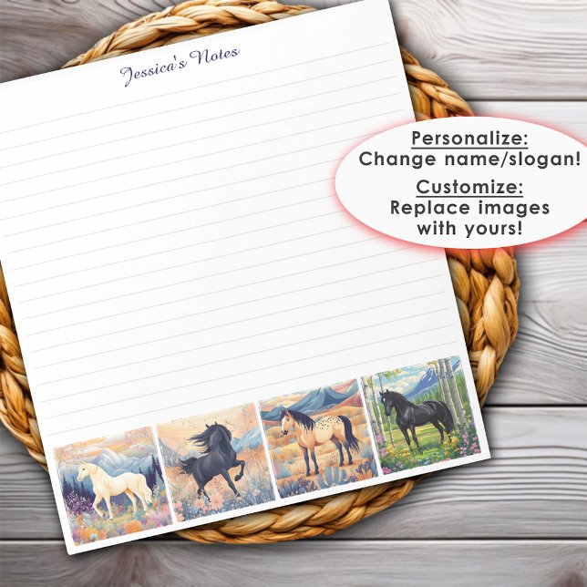 Horse Girl Colorful Your Photos Personalized Lined Notepad (Horse Girl Colorful Your Photos Personalized Lined Notepad - Customize w/ your photos & Personalize.)