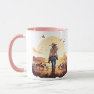 Horse girl Cowgirl horse lover desert sunset Mug