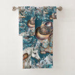 Horse Girl Cowgirl Pattern Turquoise Floral Bath Towel Set at Zazzle