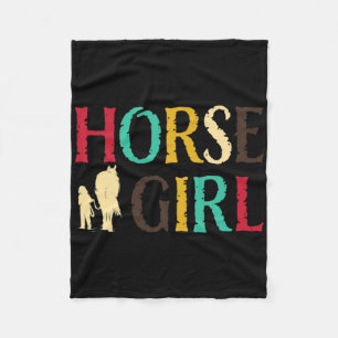 Horse Girl - Cute Colorful Retro Horseback Riding Fleece Blanket