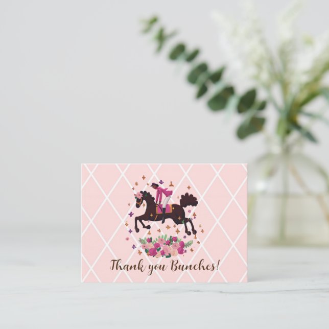 Horse Girl Equestrian Pink Note Card (Standing Front)