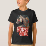 Horse Girl Equestrian Portrait Western Horseback R T-Shirt<br><div class="desc">Horse Girl Equestrian Portrait Western Horseback Riding</div>