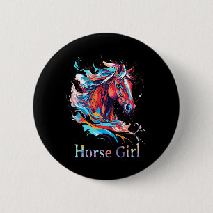 Horse Girl Equestrian Rider Horseback Riding Vinta Button