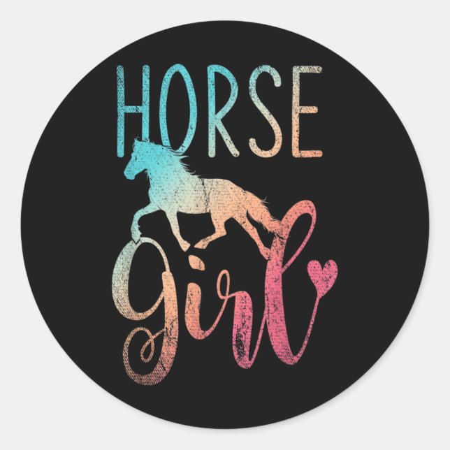 Horse Girl Equestrian Women Girls Horseback Classic Round Sticker (Front)
