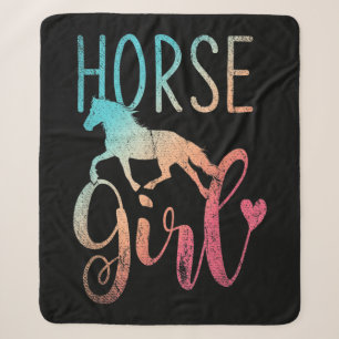 Horse Girl Equestrian Women Girls Horseback Sherpa Blanket