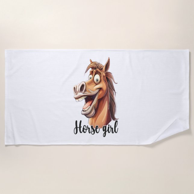 Horse Girl Funny Horse Beach Towel (Front)