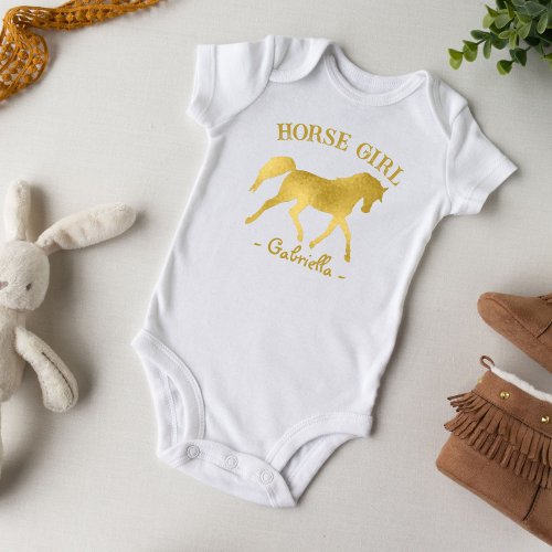 Horse girl golden horse baby shower baby gifts baby bodysuit