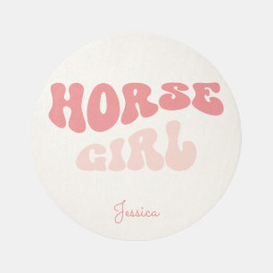 Horse Girl Groovy Retro Pink Girly Kids Rug