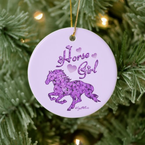 Horse Girl Horse Ceramic Ornament