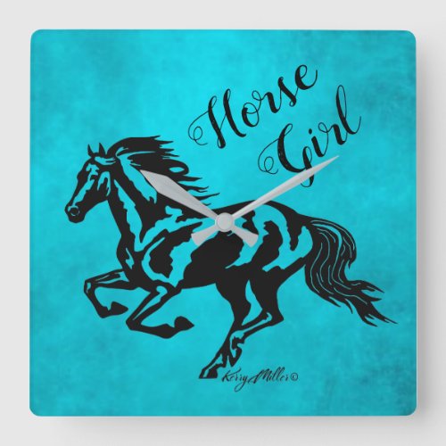 Horse Girl Horse Square Wall Clock