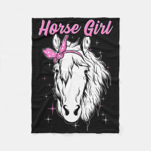 Horse Girl Horseback Riding Equestrian Fleece Blanket