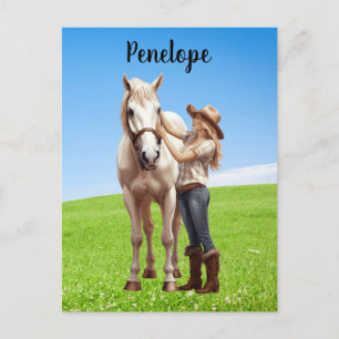 Horse Girl Horseback Riding Meadow Personalized Postcard