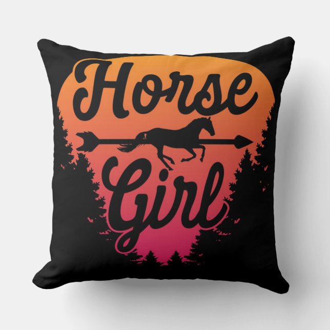 Horse girl horseback throw pillow (Front)