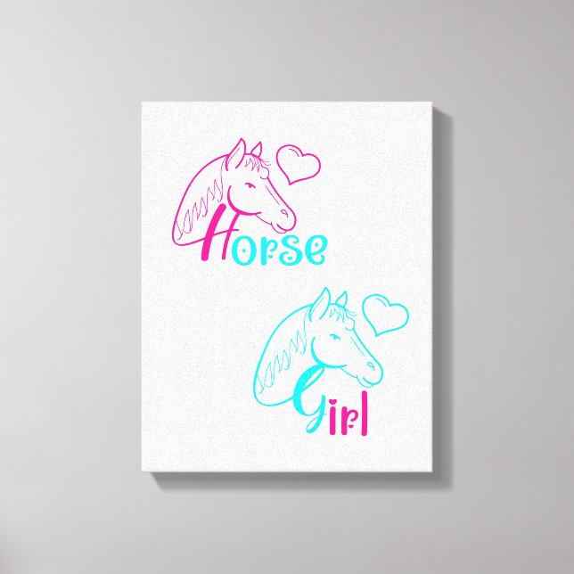 Horse Girl in Pink and Turquoise Canvas Print (Front)
