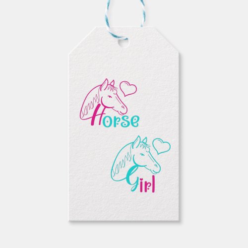 Horse Girl in Pink and Turquoise Gift Tags