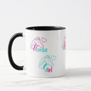 Horse Girl in Pink and Turquoise Mug