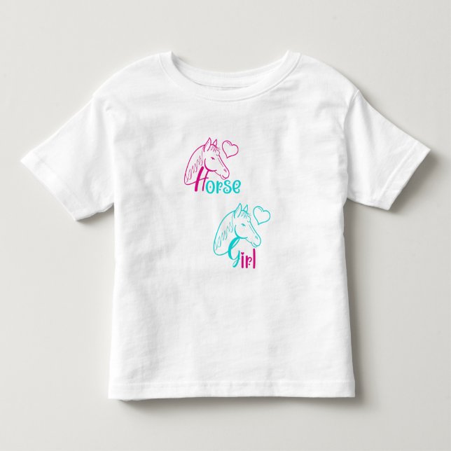 Horse Girl in Pink and Turquoise Toddler T-shirt (Front)