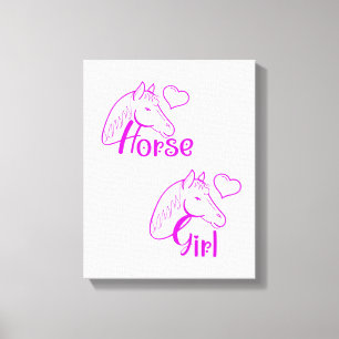 Horse Girl in Purple with Horse Head Font Canvas Print