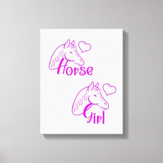 Horse Girl in Purple with Horse Head Font Canvas Print (Front)