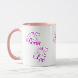 Horse Girl in Purple with Horse Head Font Mug