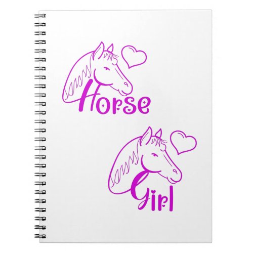 Horse Girl in Purple with Horse Head Font Notebook