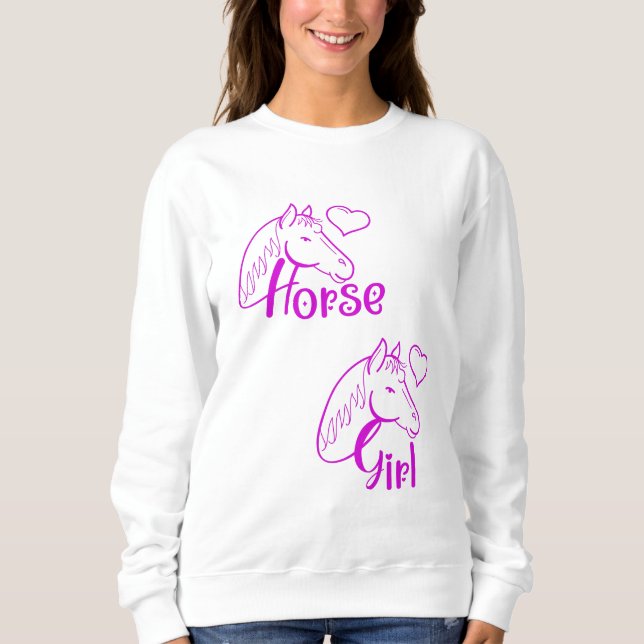 Horse Girl in Purple with Horse Head Font Sweatshirt (Front)