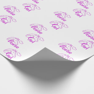 Horse Girl in Purple with Horse Head Font Wrapping Paper