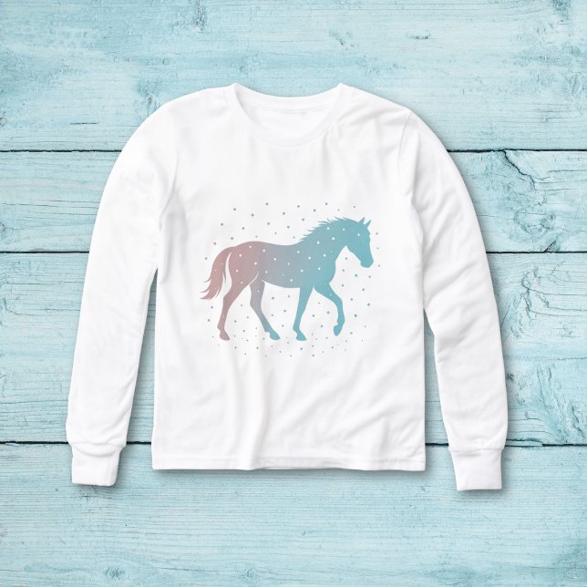 Horse Girl Long Sleeve Shirt – Winter Snow Horse (Creator Uploaded)