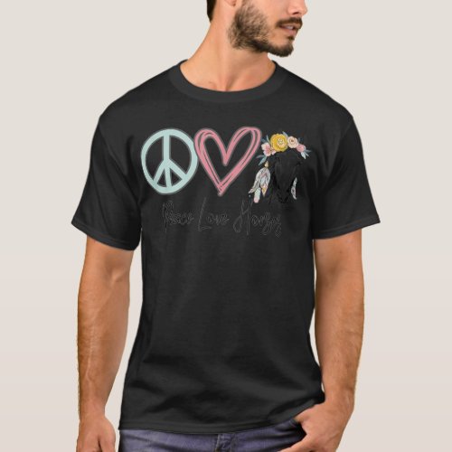 Horse Girl Peace Love Horses Equestrian Horseback  T_Shirt