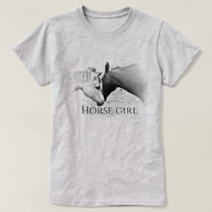 Horse Girl - Personalize - Black and White T-Shirt