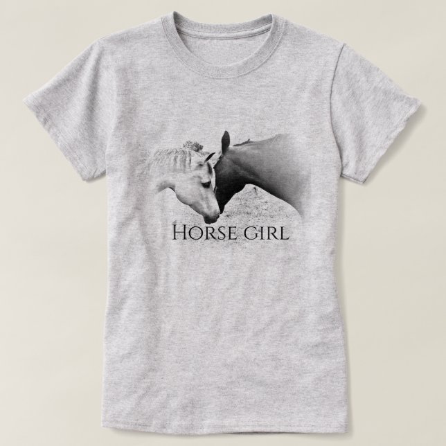 Horse Girl - Personalize - Black and White T-Shirt (Design Front)