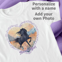 Horse Girl Personalized Black Wild Stallion Floral