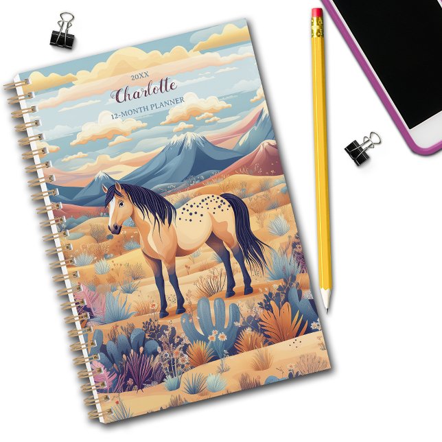Horse Girl Personalized Buckskin Dun Desert Planner (Horse Girl Personalized Buckskin Dun Desert Planner. Customize dates, personalize name.)
