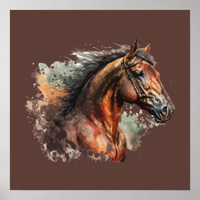 Horse & Girl Silhouette Horseback Riding  Poster (Front)