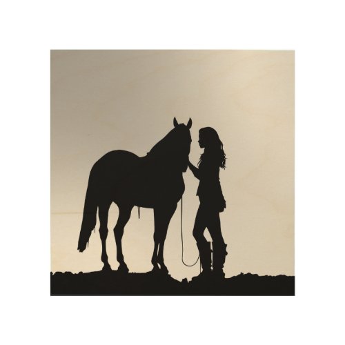 Horse  Girl Silhouette Horseback Riding  Wood Wall Art