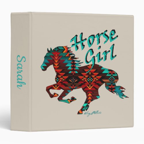 Horse Girl Southwest Horse 3 Ring Binder
